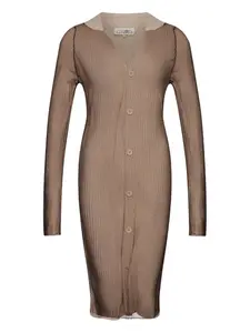 Платье-кардиган в рубчик MM6 Maison Margiela, нейтральный