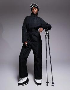 Лыжный комбинезон Threadbare Ski с пуговицами спереди, черный
