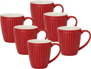 Кружка Greengate Alice с ручкой красная 0,4л набор 6 GreenGate