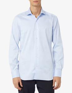 Узкая рубашка из твила Barba Napoli, светло-голубой
