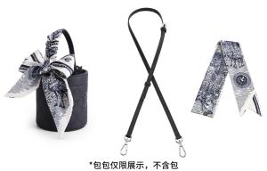 Luxury Care Artisan Workshop Ремень для сумки, Black Leather Strap Adjustable 92-120cm+Crane Scarf 99cm