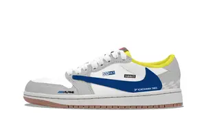 Jordan Трэвис Скотт x Air 1 устойчивые к истиранию низкие баскетбольные кроссовки унисекс серый синий белый