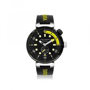 Часы мужские Tambour Street Diver, автоматический, 44 мм, сталь Louis Vuitton, черный