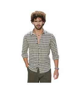 Мужская рубашка в клетку глен-клет сине-кремово-белого цвета Campus Sutra, White