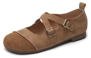 Классические туфли Мэри Джейн на каблуке 1,5 см женские KEKAFU, цвет хаки 103