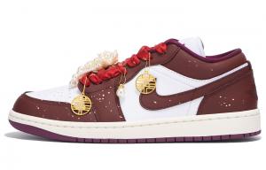 Женские баскетбольные кроссовки Air 1 с противоскользящим покрытием Low-Top Vintage красного цвета Jordan