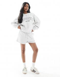 4th & Reckless Хлопковые спортивные шорты с вышитым логотипом серого цвета