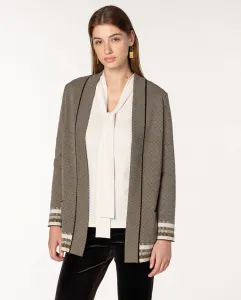 Женский жаккардовый свитер с контрастной отделкой Naulover, коричневый