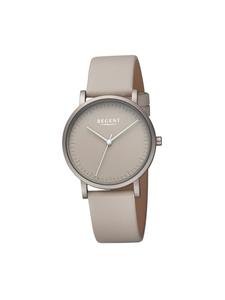 Аналоговые наручные часы, серо-коричневый, светло-коричневый, средней ширины (примерно 36 мм), кожаный ремешок Regent