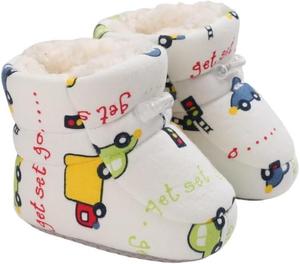 Новорожденные мальчики девочки теплые ботинки пушистые носки уютные ботиночки нескользящие Purepips, White-Car