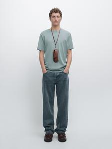 Футболка с коротким рукавом из хлопковой смеси Massimo Dutti, grey blue