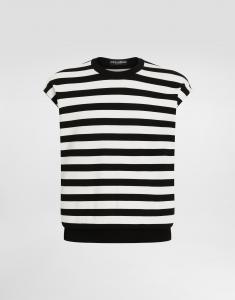 Хлопковое кимоно без рукавов с полосатой вставкой Dolce & Gabbana, мультиколор