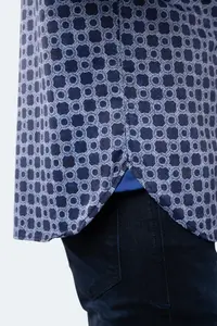 Темно-синий и васильковая жаккардовая рубашка с круглой цепочкой Luchiano Visconti, мультиколор