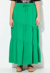 Асимметричная юбка-макси с воланами и эластичным поясом Ulla Popken, Emerald Green