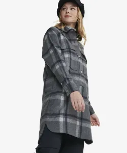 Платье-рубашка из шерсти в клетку / платье-рубашка