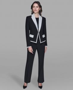 Женская укороченная куртка с контрастным воротником-лацканом KARL LAGERFELD PARIS, Soft White/black