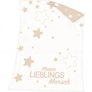 Детский плед Маленький любимчик с надписью и звездами, мягкий плед Baby Best, бежевый