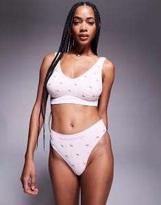 Трусики-стринги Boux Avenue с принтом роз розового цвета