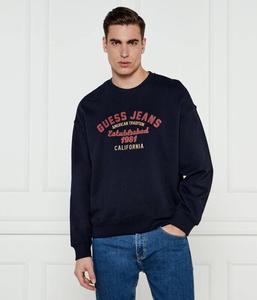 Свитшот мужской Guess Jeans в винтажном стиле с вышивкой, синий