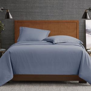 London Fog London Fog Стирка одежды Однотонный белый комплект пододеяльников с накладками, синий