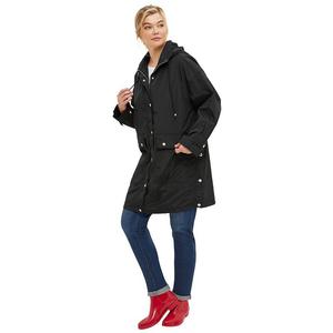 Ellos Женский плащ трапециевидного силуэта больших размеров с капюшоном, черный