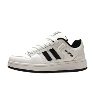 Alxnan Женские низкие кэжуал кроссовки бело-черные, цвет White Black