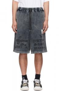 Черные выбеленные спортивные шорты с принтом граффити Maison MIHARA YASUHIRO