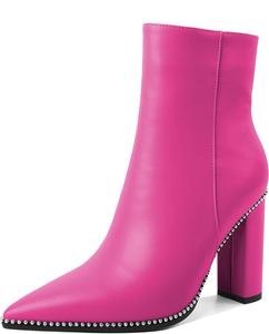 Женские ботильоны Eldof с заостренным носком, отделкой бусинами, массивным каблуком и боковой молнией, 3,5 дюйма