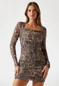 Платье Guess Shift dress, Animalier/Brown