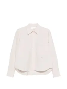 Укороченная рубашка с длинными рукавами Victoria Beckham, бежевый