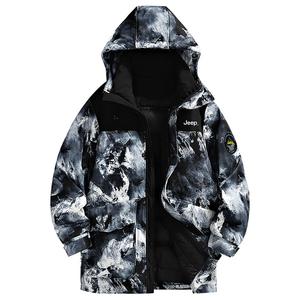 Термическая утепленная худи-пуховик с логотипом на рукавах, карманами и капюшоном, унисекс Jeep, черный