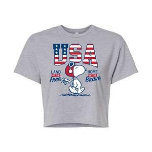Укороченная футболка с рисунком Peanuts Free Brave для детей Juniors Licensed Character, серый