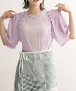 Прозрачный топ с оборками на рукавах Kbf, цвет Lavender