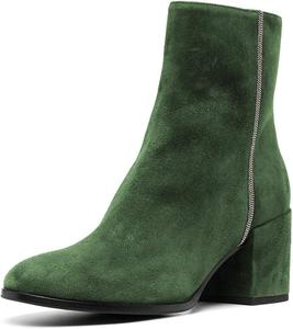 Женские осенне-зимние ботильоны YDN с массивным средним каблуком, круглым носком и боковой молнией, подходящие для офиса и повседневной носки, Olive