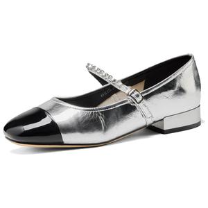 JOSINY Туфли Мэри Джейн на массивном каблуке для женщин серебристо-черные, цвет Silver/Black