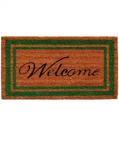 Придверный коврик Border Welcome из кокосового волокна/винила, 61 x 91 см Home & More, натуральный/зеленый