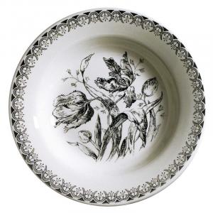 Gien Tulipes Noires Тарелка круглая глубина 31 см Gien Fayencerie, белый черный