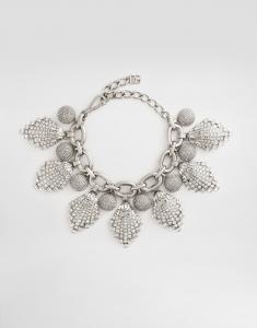 Макси-колье с цепью, украшенное стразами и логотипом dg Dolce & Gabbana, серебряный