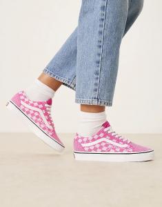 Кроссовки Vans Old Skool EK с вязаным верхом в ярко-розовую клетку