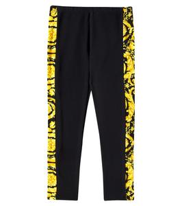 Леггинсы из хлопкового джерси Versace Kids, Black+Gold