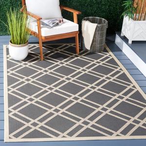 Ковер SAFAVIEH, 201 x 290 см, Washable Outdoor Courtyard Collection - , Anthracite & Beige, без линьки и легкий в уходе, идеально для патио, заднего двора, прихожей (CY6923-246)