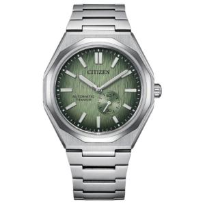 CITIZEN Механические часы автоматический механизм титановый ремешок 40.5 мм унисекс зеленый циферблат