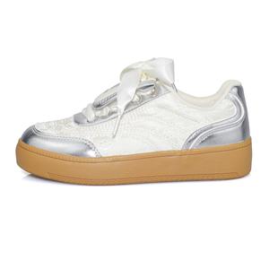 Скейтбордические кеды женские низкие розовый/бежевый/серебряный B10Crown