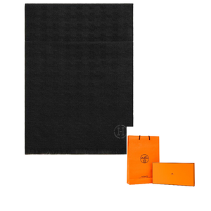 HERMES Кашемировый вязаный шарф мужской черный