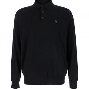 Футболка-поло с длинными рукавами и вышитым логотипом Polo Ralph Lauren, черный