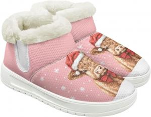 Рождественский принт JoyLamoria на дому, снежные ботинки для женщин, походные ботинки на щиколотку, рабочая и модная обувь для девушек, Highland Cow Snowflake