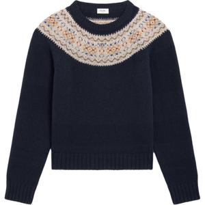 Свитер с длинными рукавами и круглым вырезом CELINE, синий