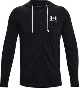 Мужская толстовка Under Armour UA Rival Terry с капюшоном, на молнии, для тренировок, белый/черный