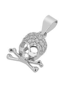 Adeliás Женский кулон - кулон в виде черепа из серебра 925 пробы с кубическим цирконием в серебряной оправе