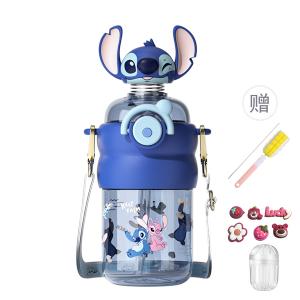 Детская летняя кружка для школьников, бутылка для школы 600мл Disney, Stitch (Cleansing Tools+Random 3D Stickers+Flower Tea Balls)
